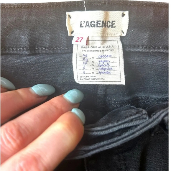 L’agence Slim Jeans Faded Black with Distressed Knees Women’s Size 27 - Picture 3 of 11